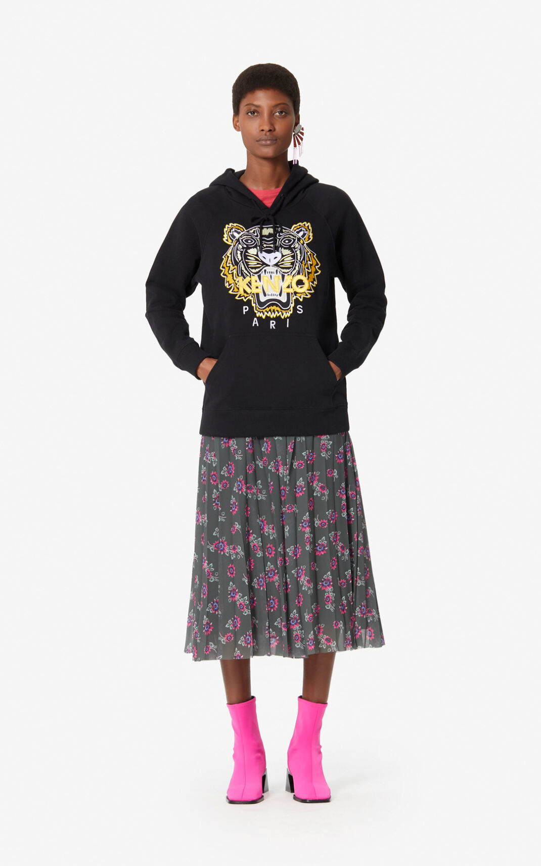 Sweat A Capuche Kenzo Tiger Femme Noir | CEXT-71253